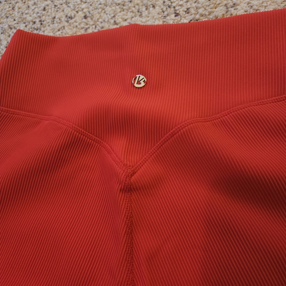 BuffBunny Material Girl Vibrant Red Ribbed Leggings - Picture 4 of 8